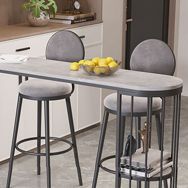 Modern Bar Dining Table Indoor Bar Height Table with Shelves 42-Inch Top in Black