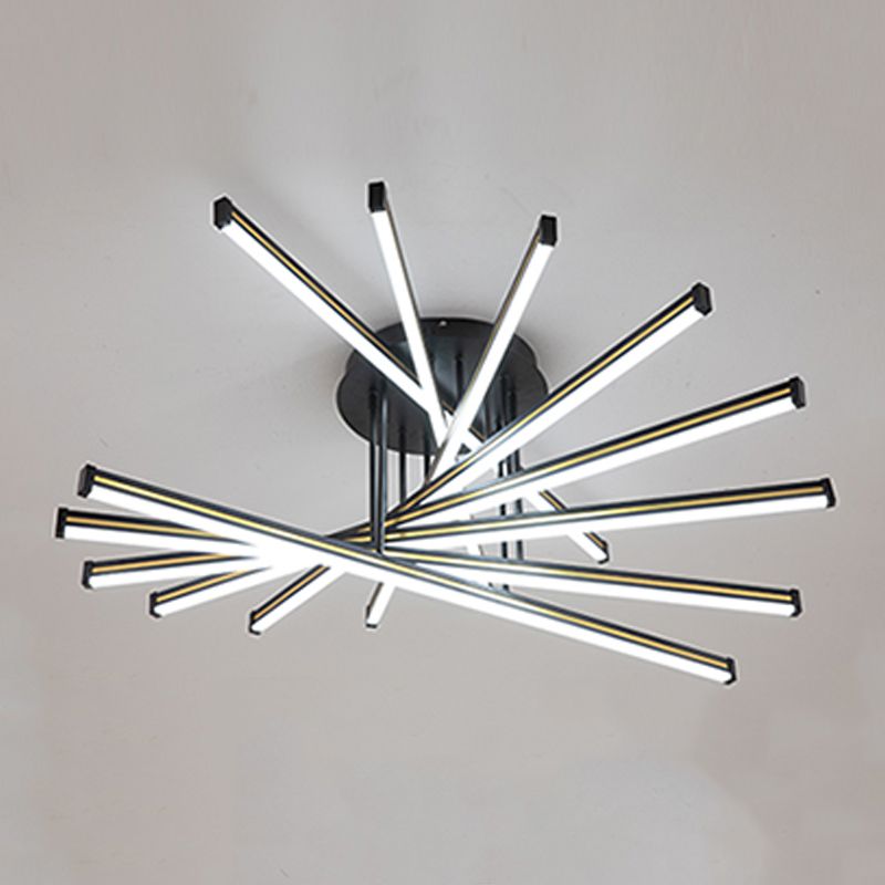 Line Shape LED Creative Ceiling Lamp Modern Iron Flush Mount for Living Room