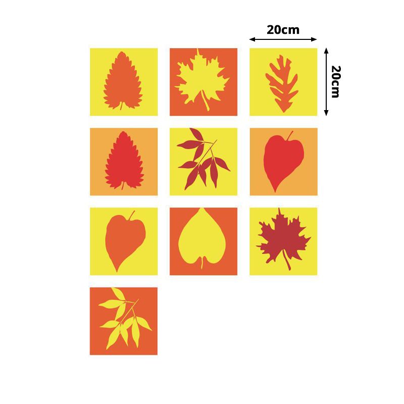 Rustic Botanix Leaf Wallpaper Panels Red-Yellow Easy Peel off Wall Decor for Kitchen