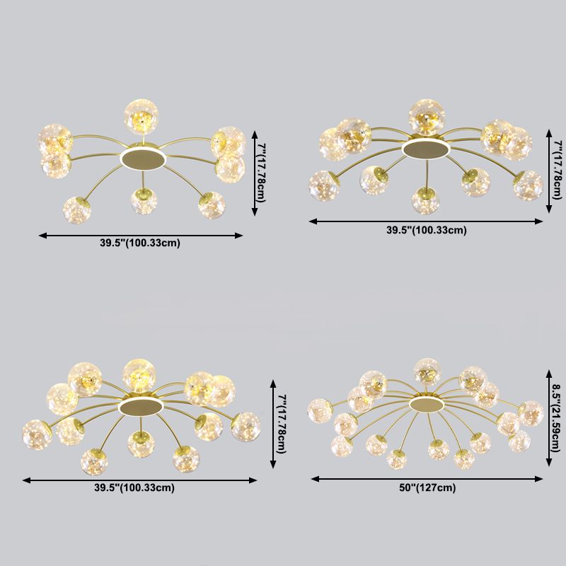 Bola de vidrio Flush Luz de techo de estilo moderno Montaje Montaje de montaje en oro en oro