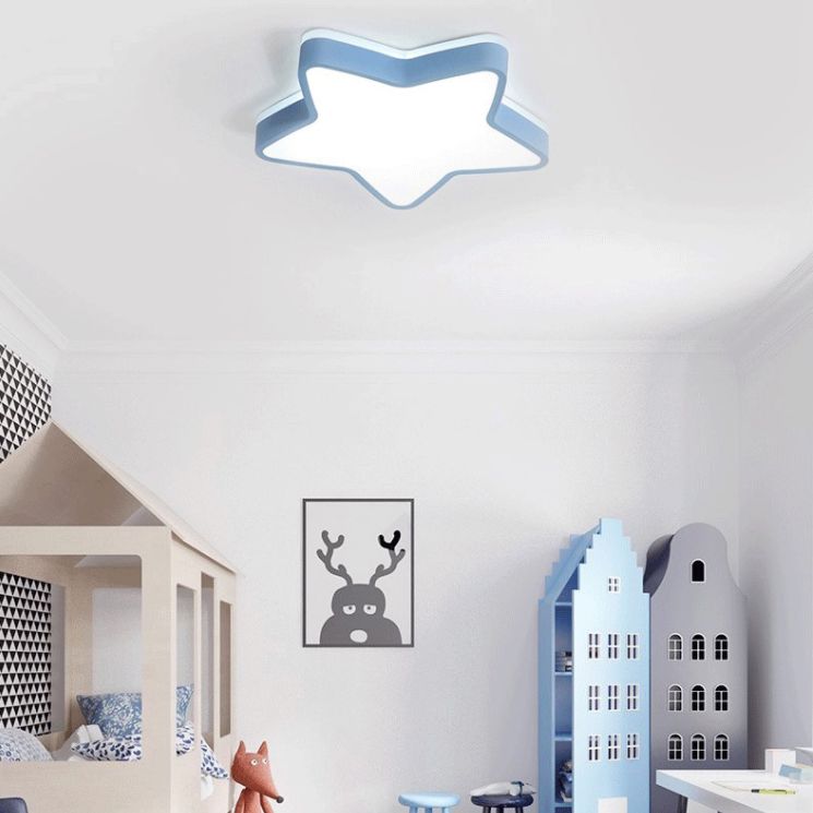 Acrylique Star LED Ceiling Light in Modern Concise Style Wrought Iron Macaron Flush Mount for Bedroom