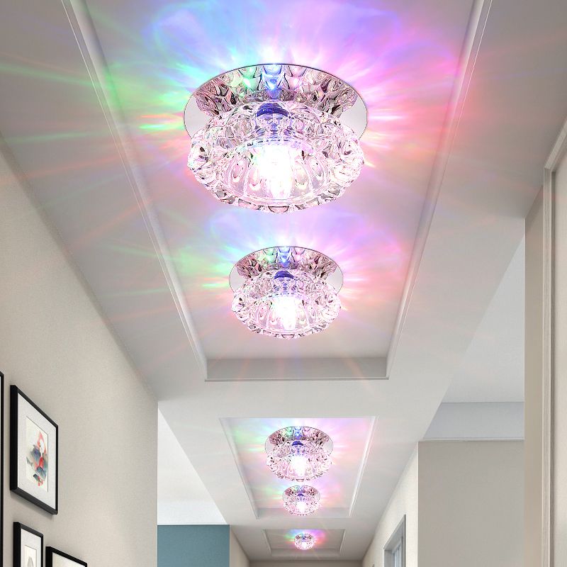 Lámpara empotrada de pasillo de flores Luz empotrada de techo LED minimalista de cristal transparente