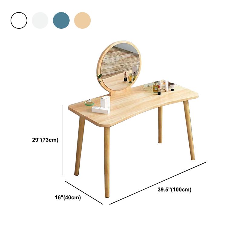28.7" Height Wooden Makeup Vanity Desk Vanity in White /blue / Natural