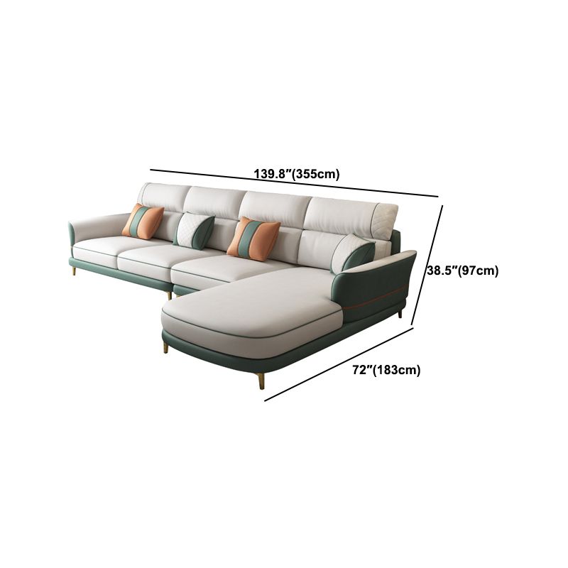 Glam 38.18 " H Faux Leather Flared Arm Sofa & Chaise for Living Room