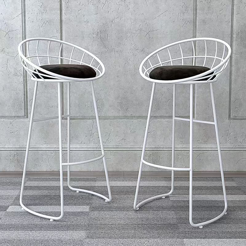 Glam Bucket Upholstered Bar Stools Footrest Low Back Bar and Counter Stool