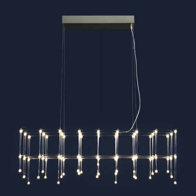 Nordic Style LED Hanging Lamp Rectangle Shape Island Light Fixture for Living Room