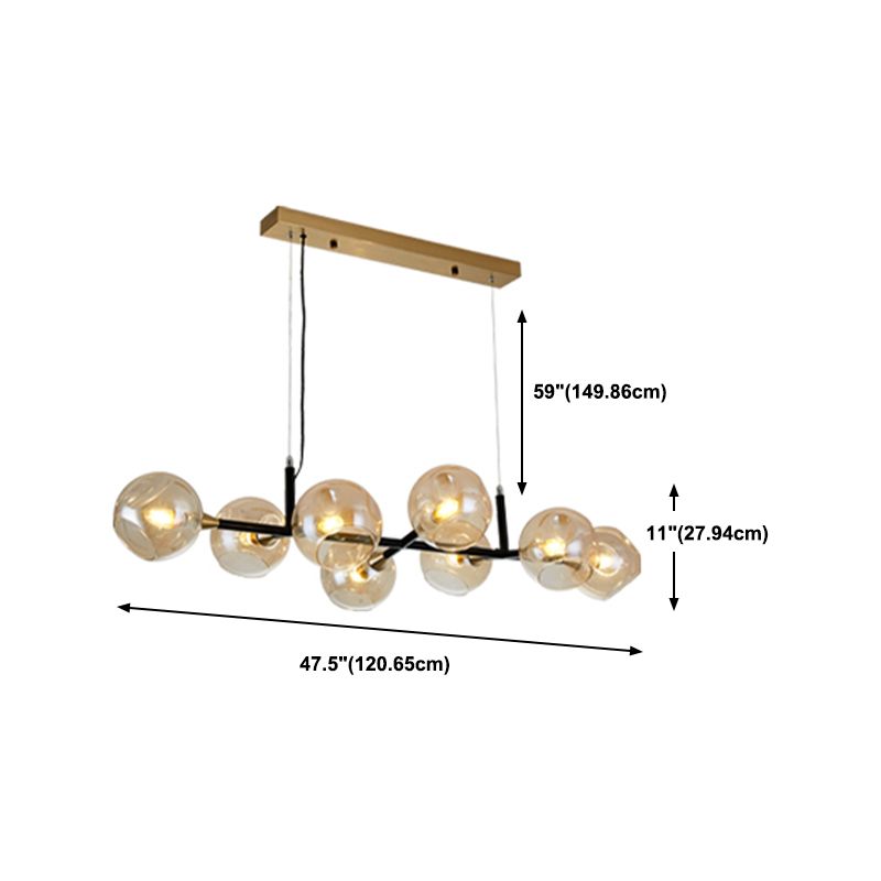 Glass Round Shape Chandelier Light Modern Style 8 Lights Chandelier Light Fixture in Gold