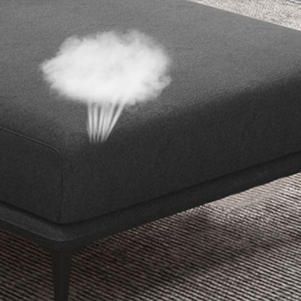 Nordic Style Faux Leather Chaise Recessed Arms Chaise in Solid Color