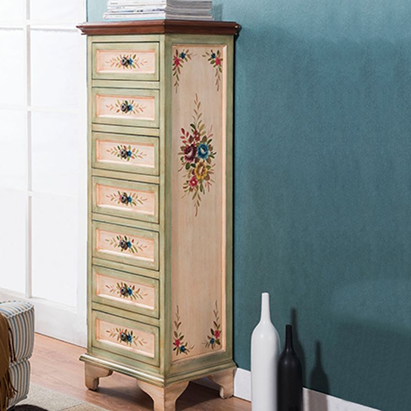 Traditional Vertical Bedroom Chest Solid Pine Storage Chest with Drawers