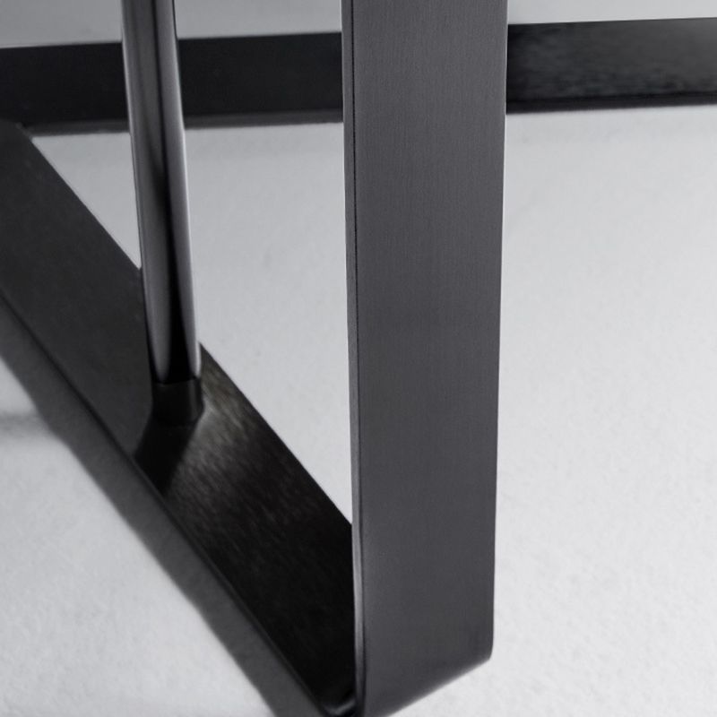 Contemporary Metallic C End Table Stone Round Slate Top Side End Table