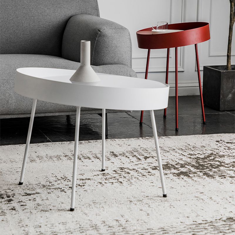 Metal Round Coffee Table Mid-Century Modern 4 Legs Cocktail Table