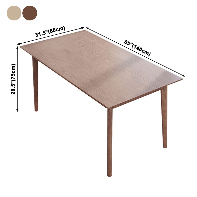 Rectangle Ash Wood Table in Nature/Walnut Modern Dining Table with 4 Legs for Restaurant