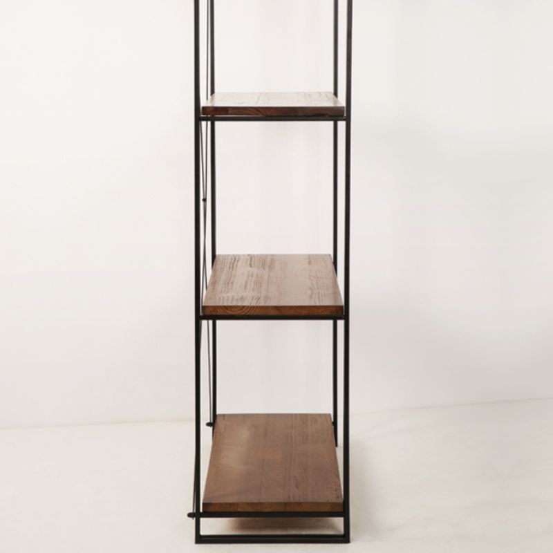 Wooden Open Back Bookshelf Etagere Industrial Bookcase with Shelves