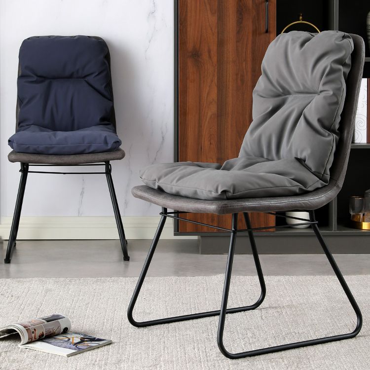 Contemporary Metal Dining Room Chair Armless Upholstered Side Chairs for Home Use