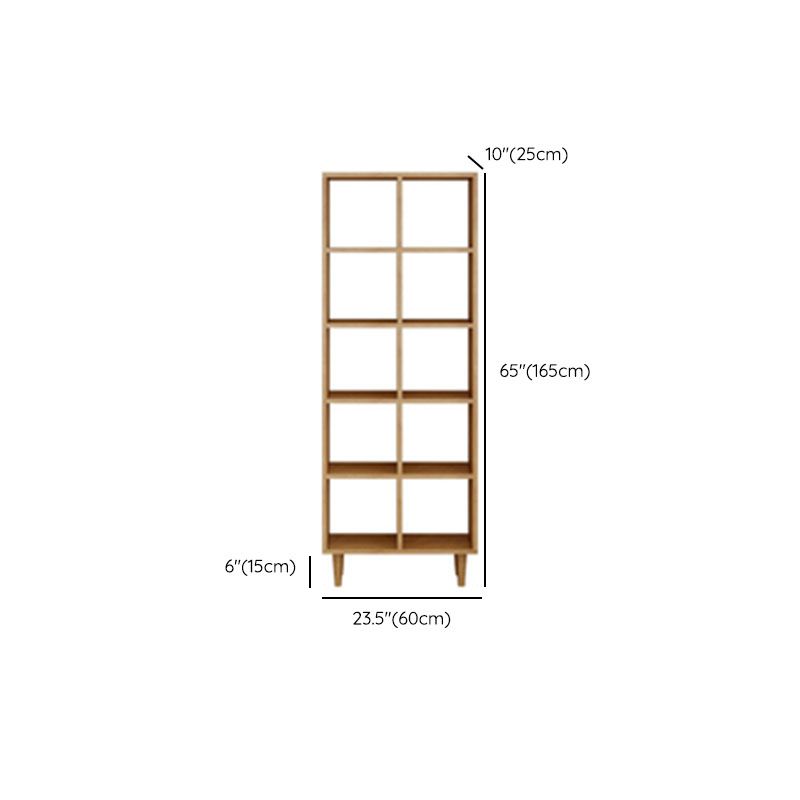 Modern Style Open Back Bookshelf Solid Wood Bookcase with Shelves