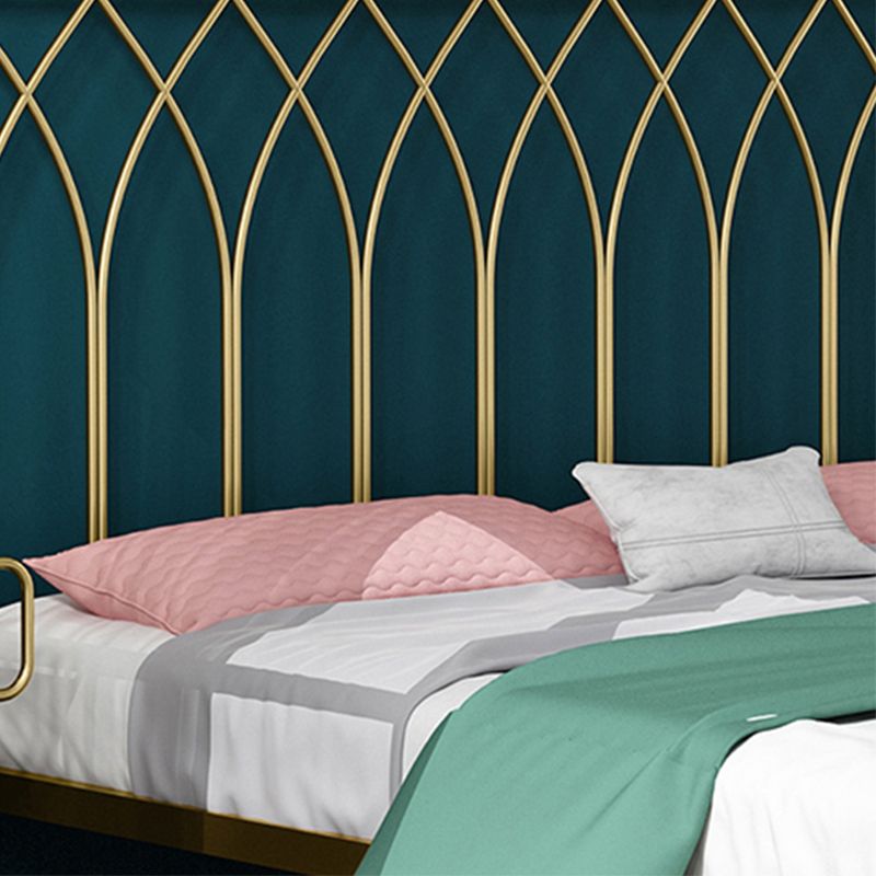Glam Open-Frame Bed with Iron Frame Headboard and Metal Legs