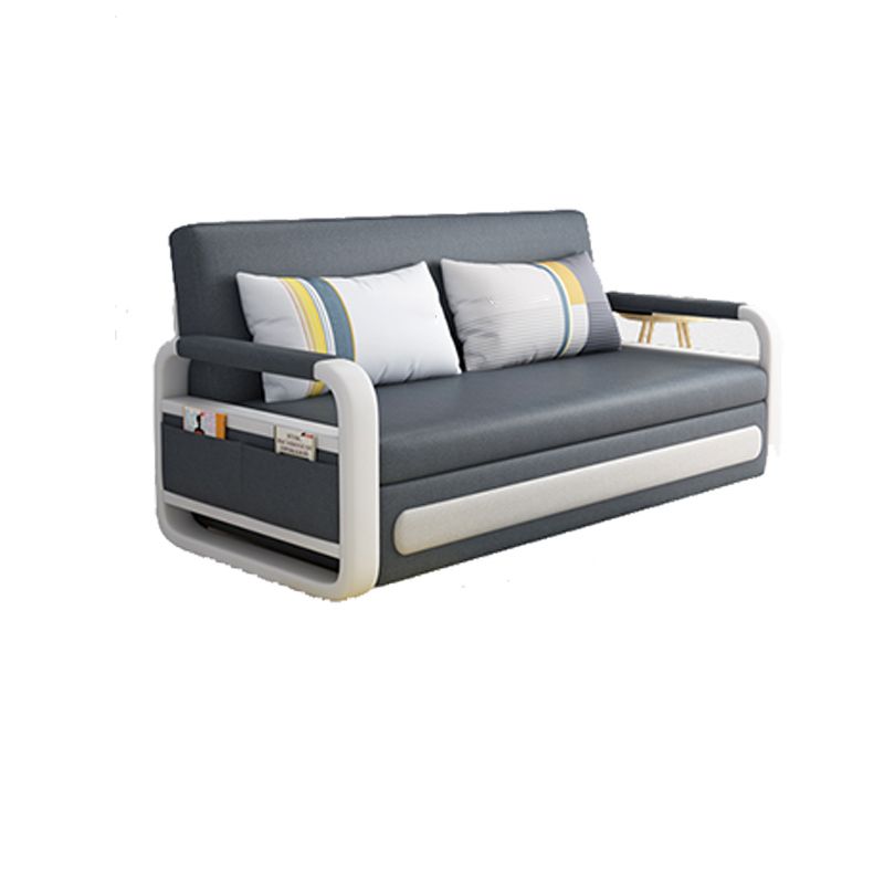 Deep Gray Faux leather Sofa Bed 33.46" Wide Square Arm Sleeper Sofa