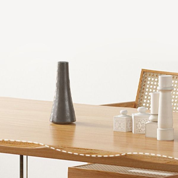 Rectangle Double Pedestal Dining Table Modern Wood Table for Living Room