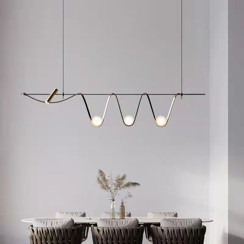 Modern Style Wave Shape Island Pendants Metal Pendant Lights for Dining Room