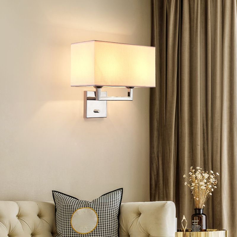 Modernism Sliver Metal Wall Light Fabric Shaded Lighting for Room