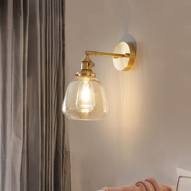Brass 1-Light Wall Lamp in Modern Creative Style Glass Geometric Wall Light