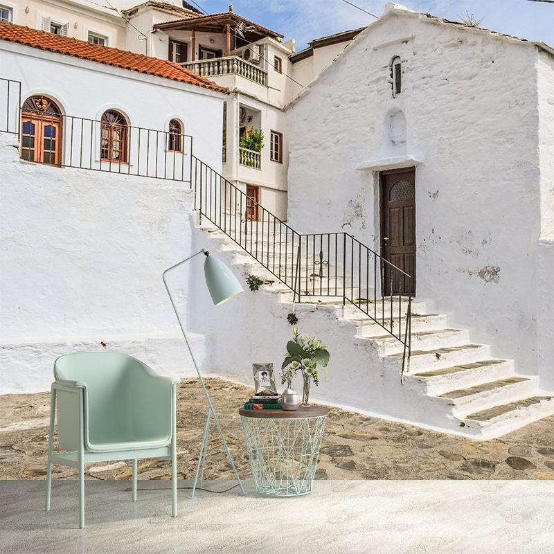 Contemporary Stairs Architecture Mural Wallpaper Stain Resistant for Bedroom