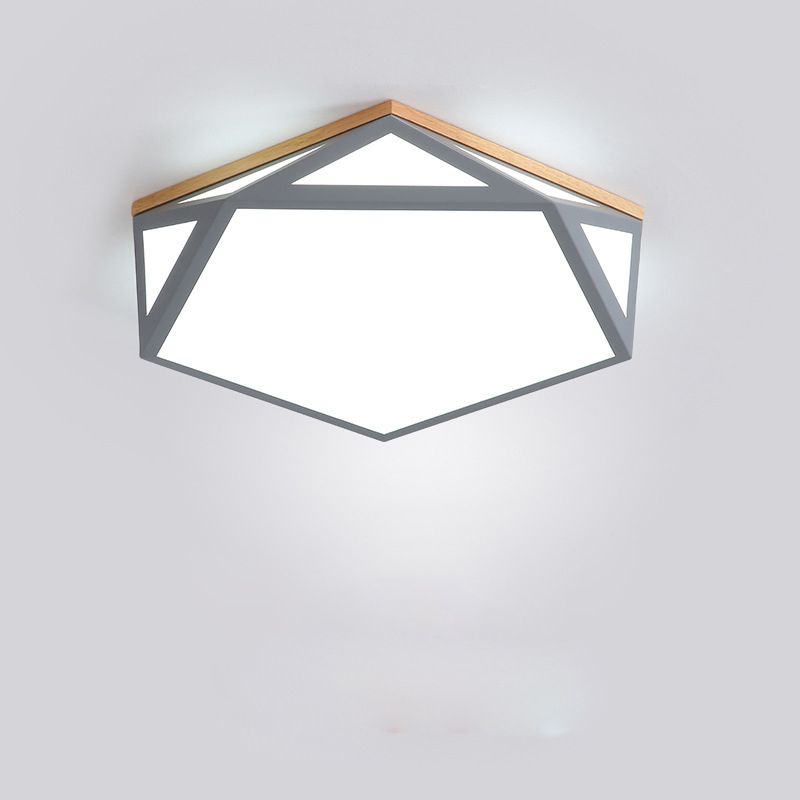 Geometric Shaped Macaroon Style LED Ceiling Light Hexagonal Acrylic Shade Modern Lighting Fixture for Bedroom