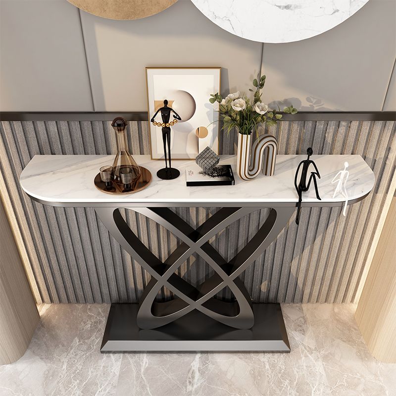 Pedestal Glam Slate Rectangle Scratch Resistant Console Table