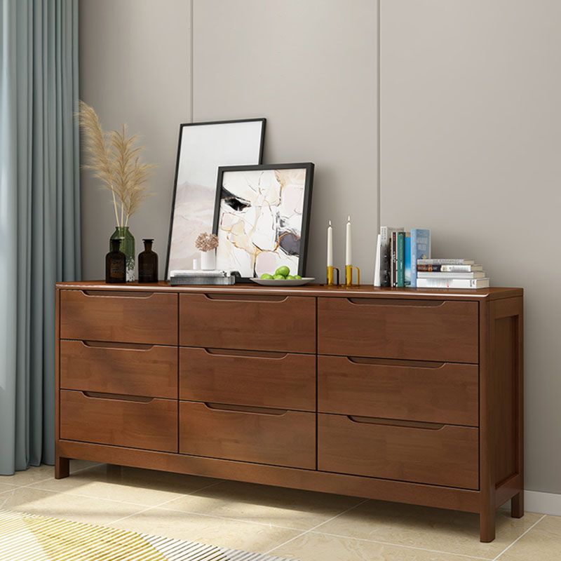 Contemporary Horizontal Double Dresser Wood Storage Dresser for Bedroom