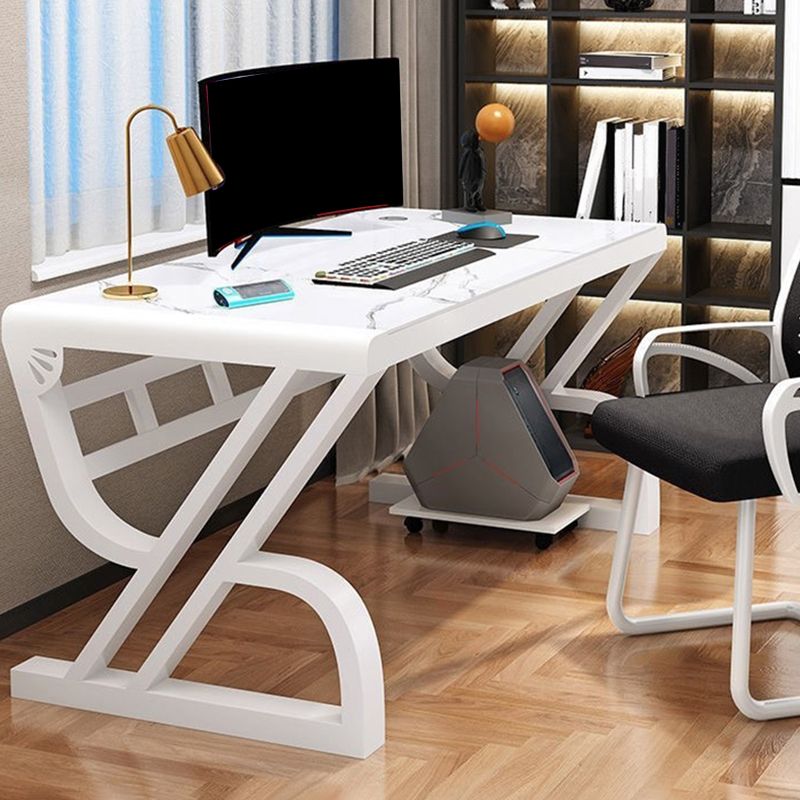 Glass Rectangular Gaming Desk Cable Management Computer Desk