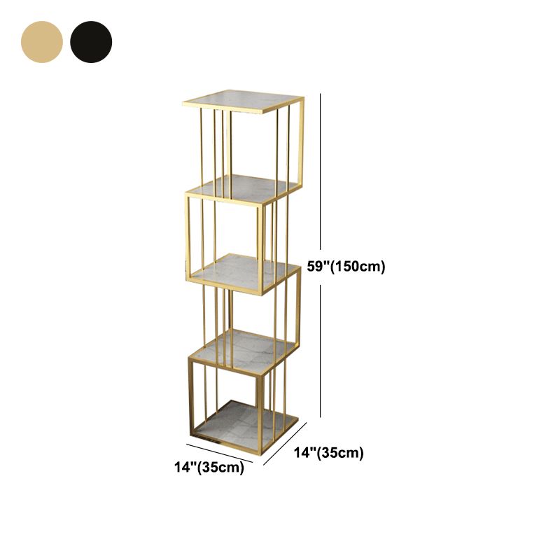 Modern Vertical Etagere Bookshelf Manufactured Wood Shelf Iron Frame Bookshelf