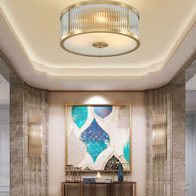 Glass Drum Flush Mount Ceiling Light Fixture Traditional Bedroom Flush Mount Lighting Fixtures