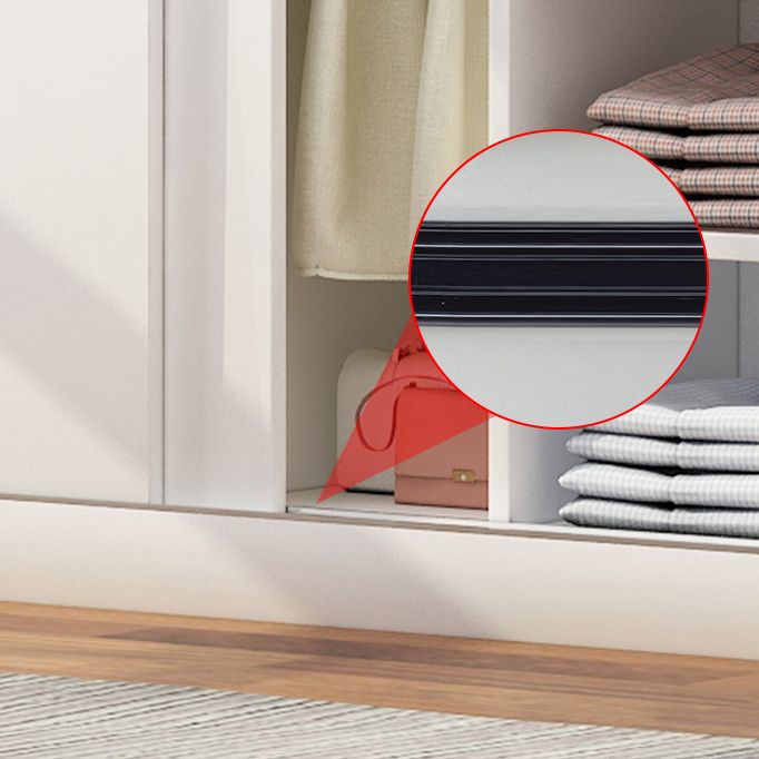 Contemporary White Wood Frame Wardrobe Freestanding Wardrobe with Soft Close Doors