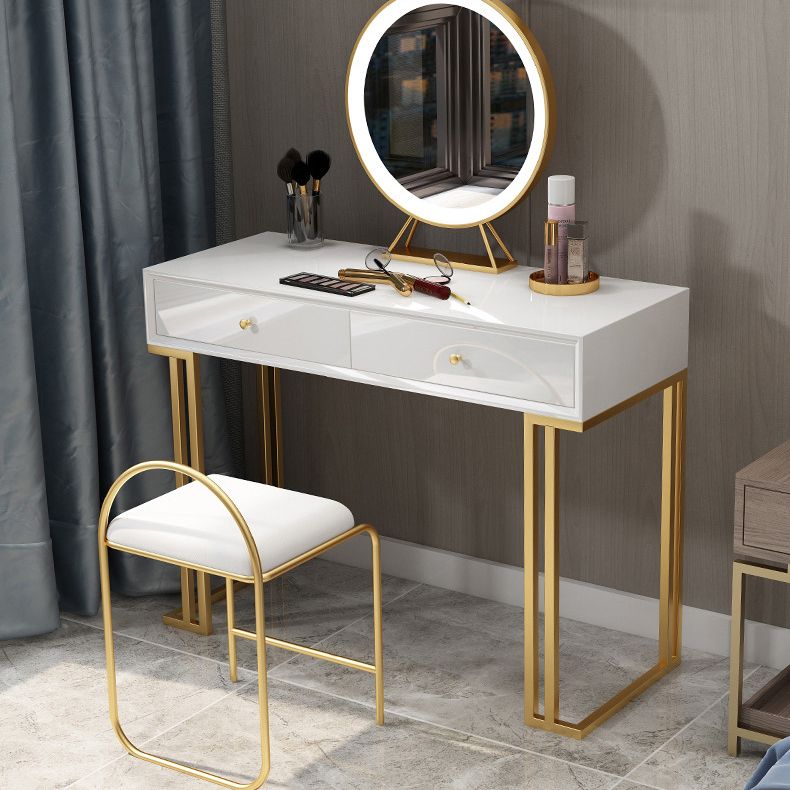 Two Piece Luxurious Wood Vanity Set Black/White Dresser with Stool