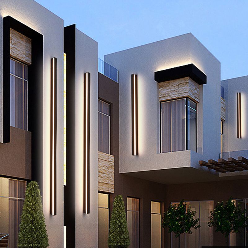 Linear Wall Light Fixture Modern Metal 1 Light Wall Light in Black