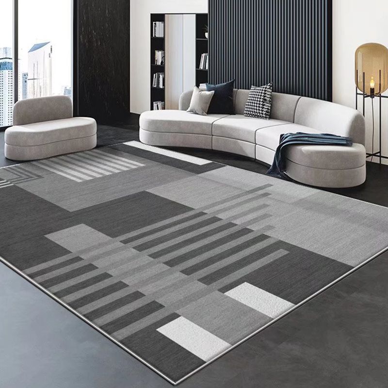 Dark Gray Gorgeous Rug Polyester Graphic Rug Stain Resistant Rug for Living Room