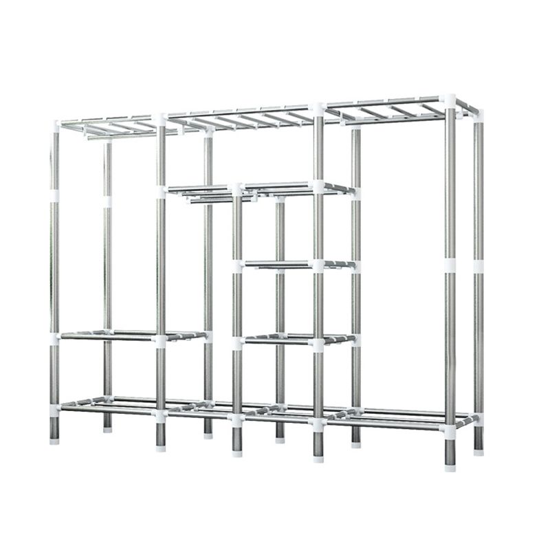 Contemporary Home Wardrobe Armoire Steel Frame Wardrobe with Shelves