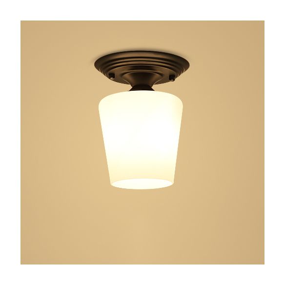 Black Close to Ceiling Light Simple-Style Glass Shade Semi Flush Mount Ceiling Light