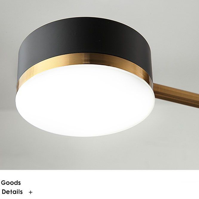 Modern Metal Radial Hanging Chandelier Light Drum Shade LED Suspension Light in Black for Living Room