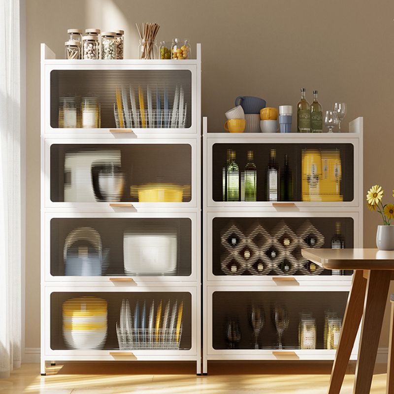 White Metal Closed Back Bookshelf Standard Contemporary Bookcase