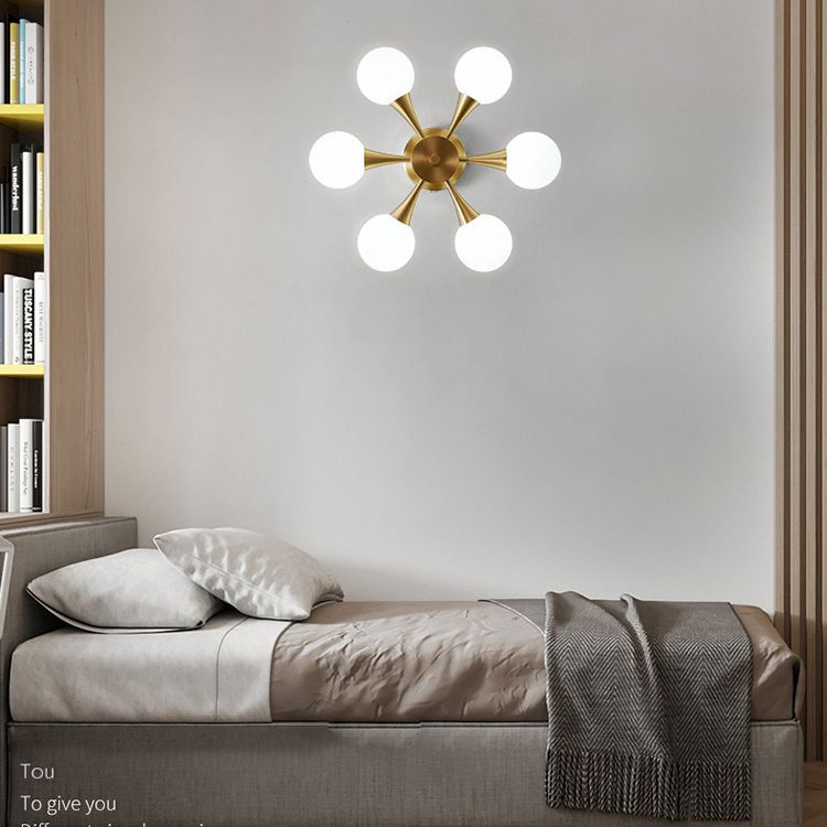 Opal Glass Globe Semi Flush Ceiling Lights Modern Style Multi Lights Semi Mount Lighting