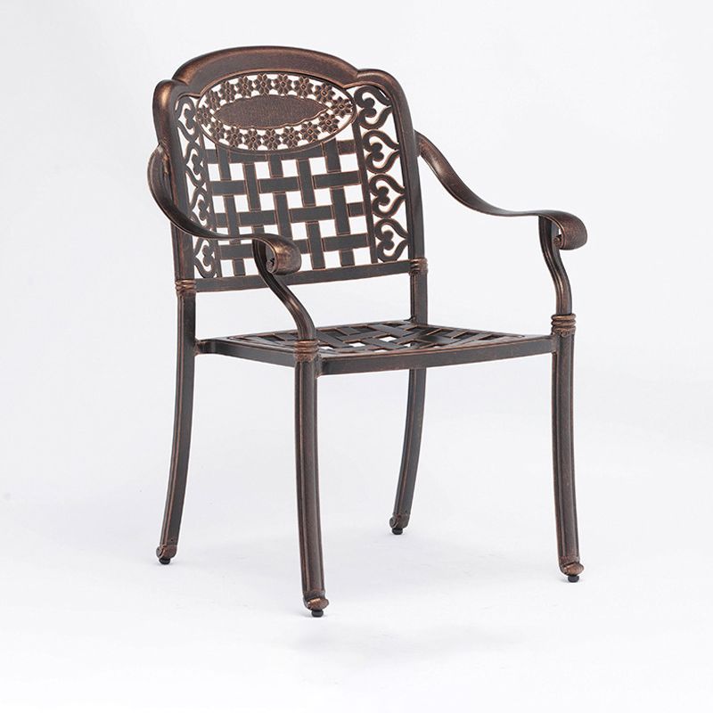 Dark Brown Boho Dining Table Set 1/5 Pcs Metal Outdoor Dining Set