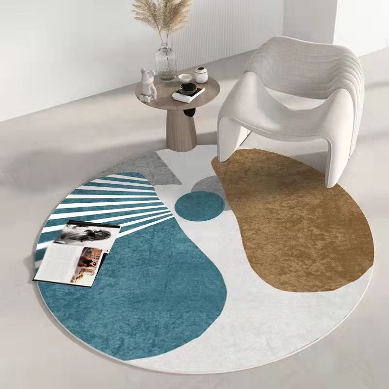 Brown Nordic Rug Polyester Color Lump Rug Washable Area Rug for Home Decor