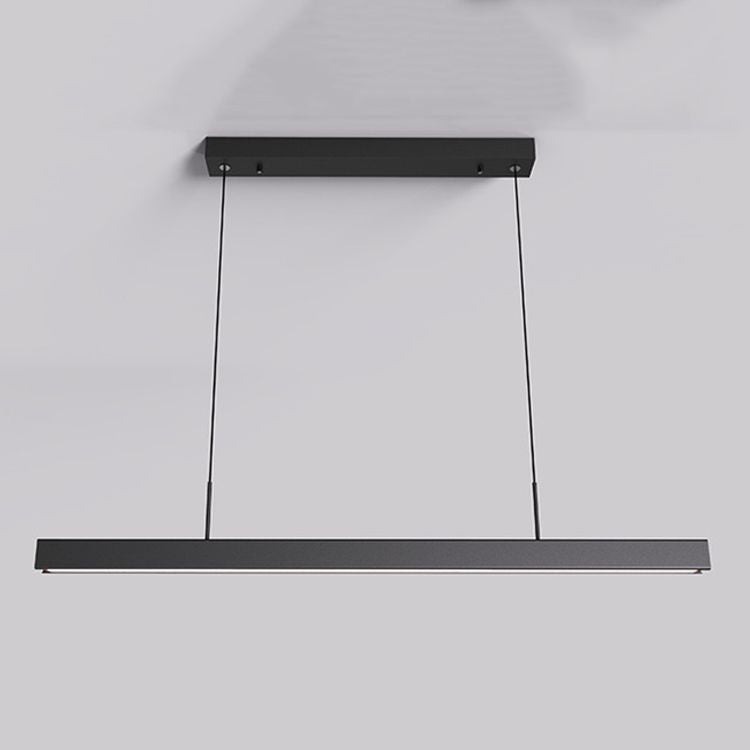 Black Metal Island Lights Modern Linear Restaurant LED Suspension Lamps with Acrylic Shade