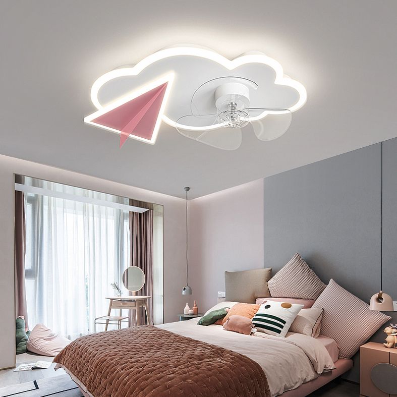 Cartoon slaapkamer plafondventilator verlichting armatuur acryl kinderen stijl semi -flush light