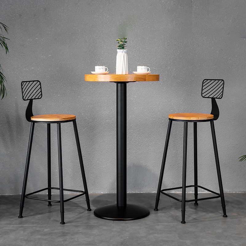 Industrial 1/2/3 Pieces Round Bar Table Set Solid Wood Bistro Set