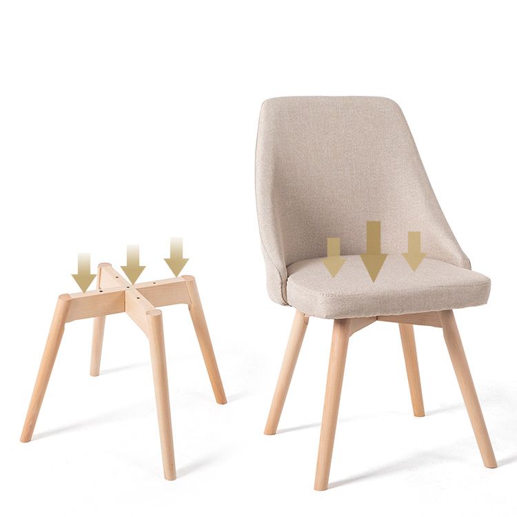 Scandinavian Beech Upholstered Side Chair Parsons Dining Chair for Home