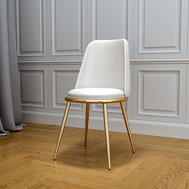 Upholstered Lounge Chair Armless Vanity Chair with Gold Tone Legs
