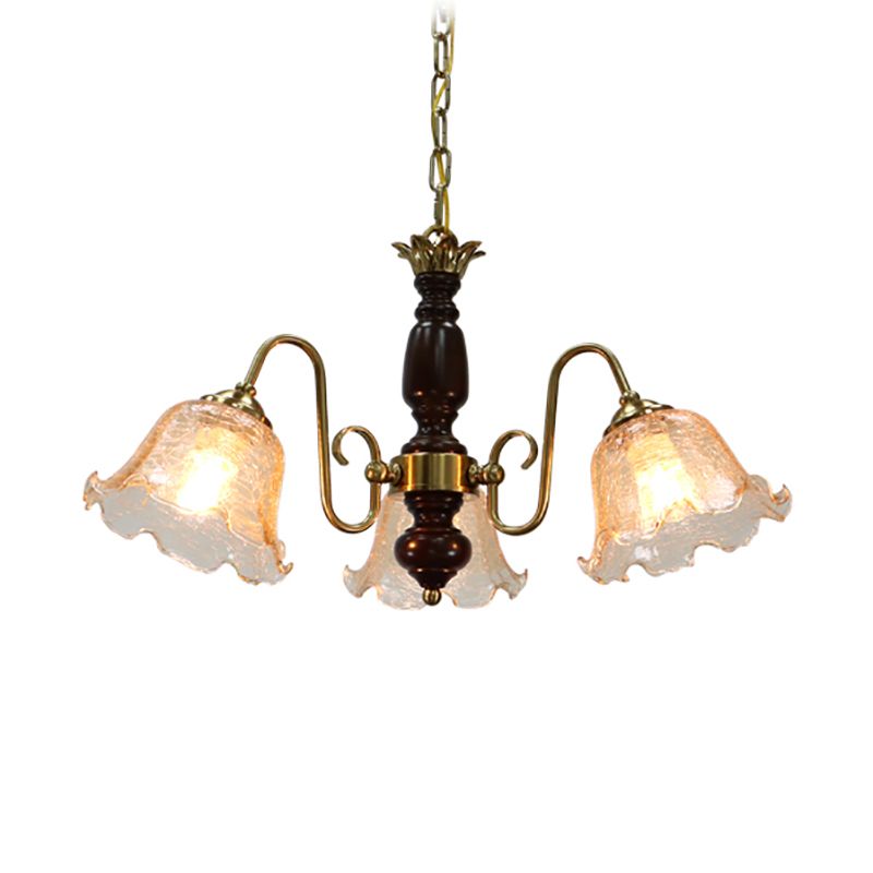 Gold Chandelier Lamp American Multi Light Hanging Light with Wood for Living Room