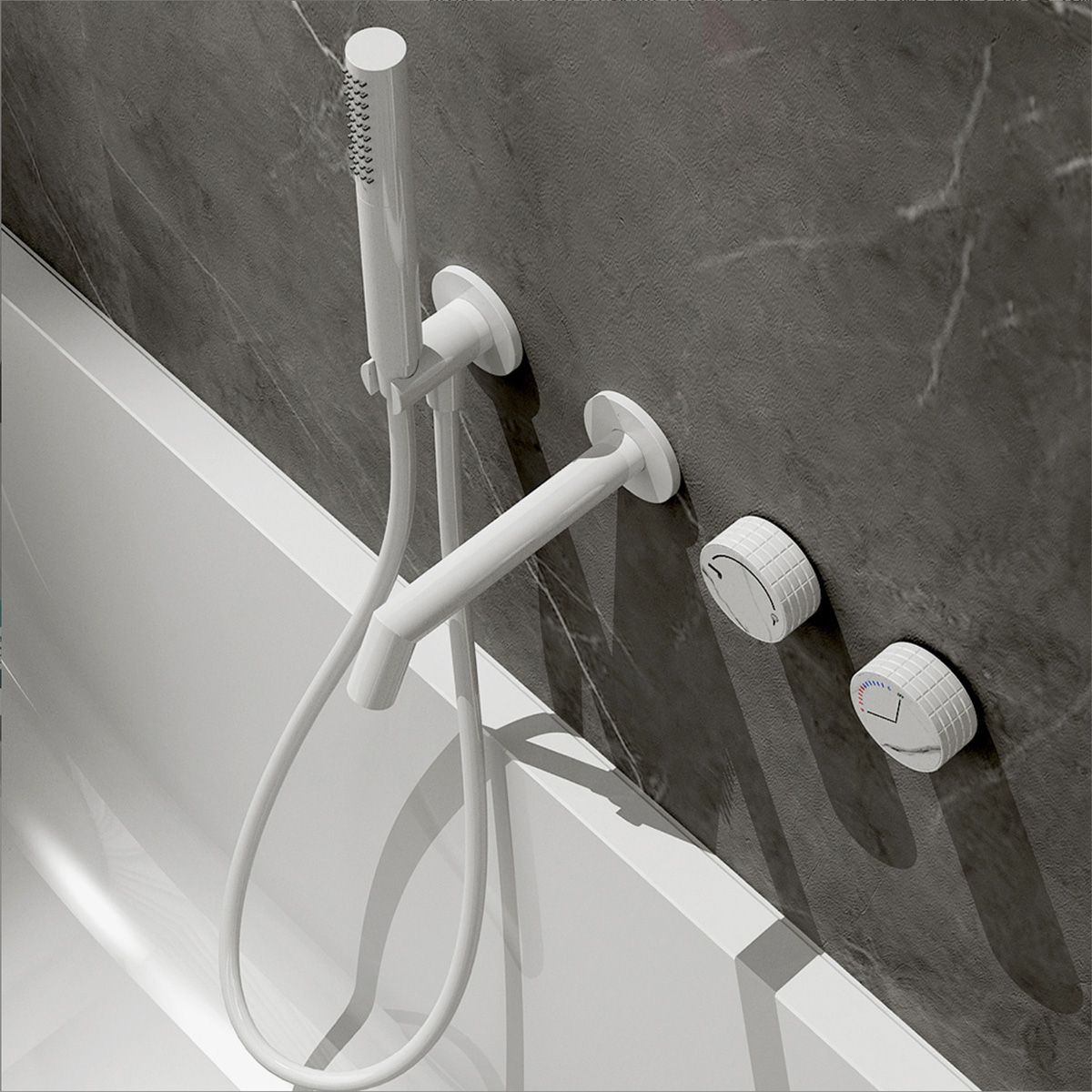 Wall Mounted Tub Faucet 2 Handle Valve Tub Spout Trim with Hand Shower